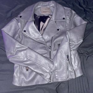 New Womens grey leather jacket size M